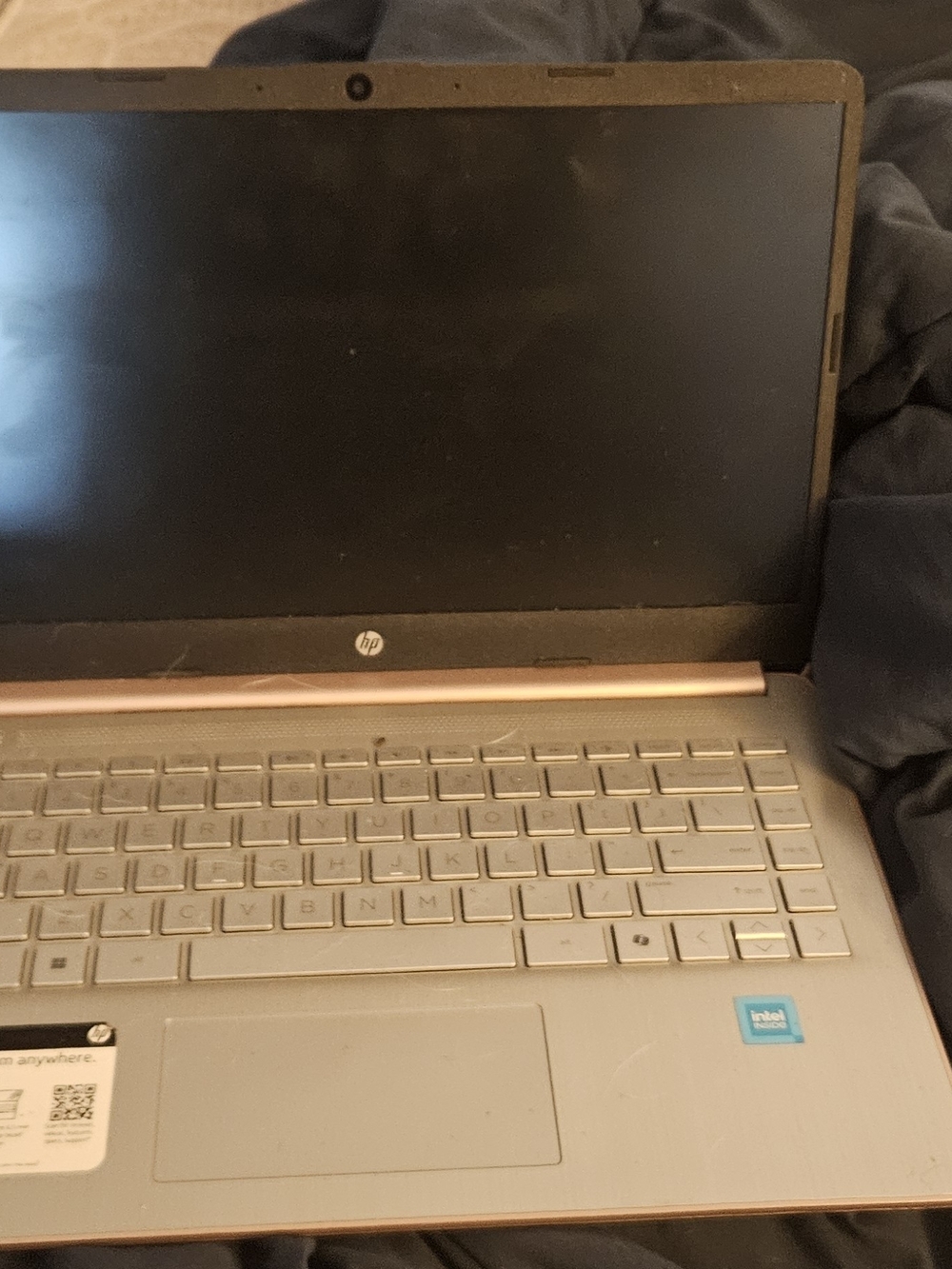HP Rose Gold Laptop with Silver Keyboard Deck